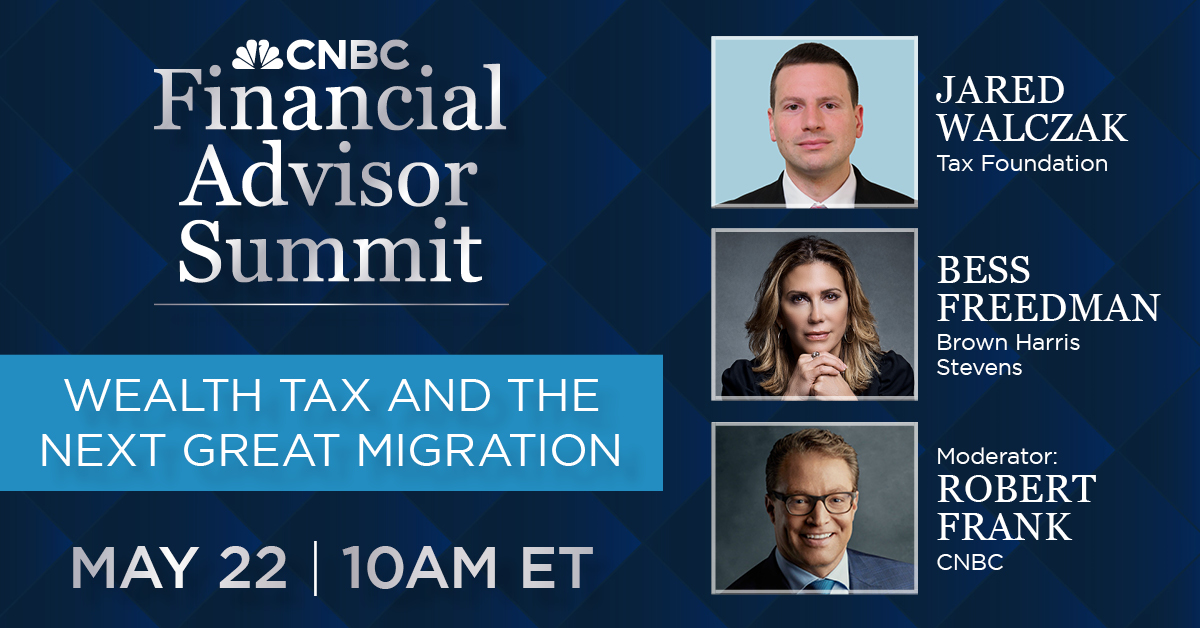 TOMORROW → @robtfrank talks with @JaredWalczak and @bessfreedman at #CNBCFA about the “millionaire tax flight,” real estate and the broader economy as a dozen+ states consider tax hikes on the wealthy. Get in on the convo. GET YOUR TICKET → bit.ly/3JQitLI