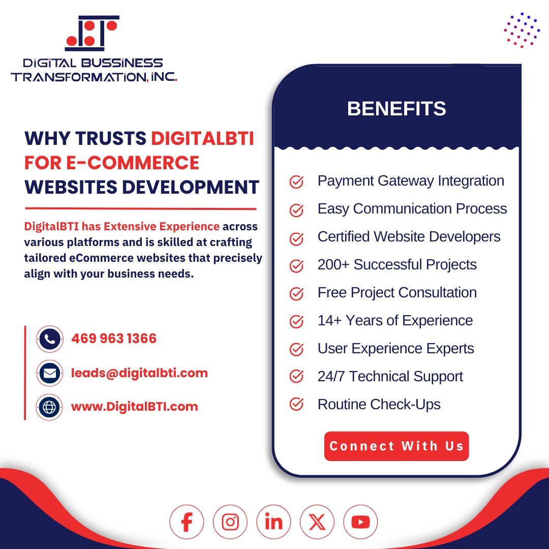Why trust DigitalBTI for E-commerce websites? We craft tailored solutions aligned with your business needs. Contact us today! 🛒💻 

#DigitalBTI #EcommerceWebsite #WebDevelopment #BusinessSolutions #OnlineShopping #PlatformExperience #TailoredSolutions #ContactUs
