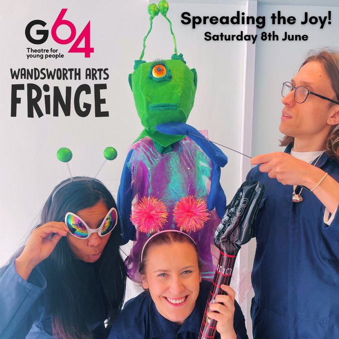 'Spreading the Joy' is an interactive theatre show for children aged 3-8 and their grownups, celebrating positive mental health, and filled with puppetry, music, aliens, and lots of surprises! See it for free as part of @WAFfringe Saturday 8th June 11- 12 noon on Bull Green