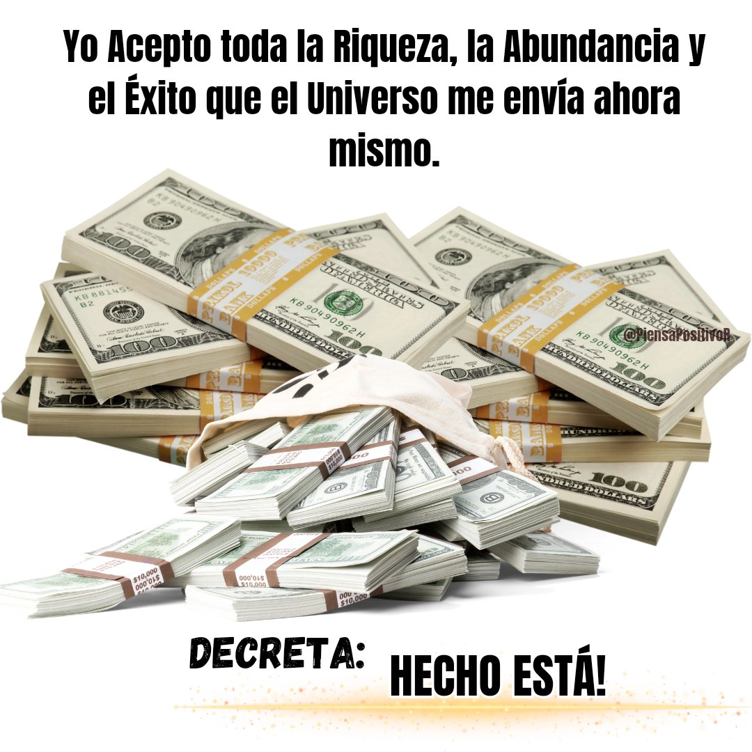 PiensaPositivoR's tweet photo. 🌟✨VIBRO EN ABUNDANCIA🌟✨

✨💰Yo acepto toda la riqueza💰✨

🙏💰Decreta: HECHO ESTÁ💰🙏 https://t.co/lMEXlsjhxm