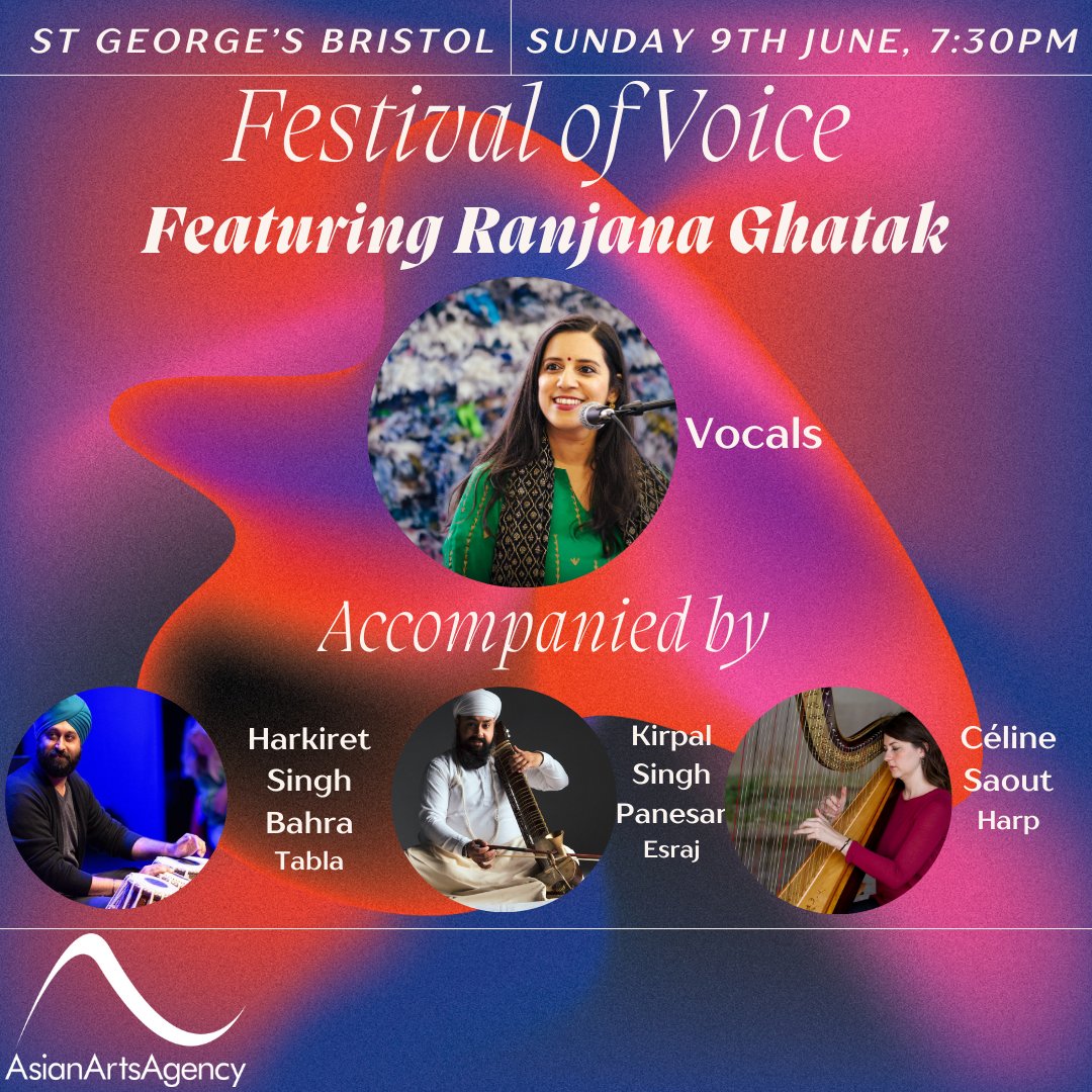Asian Arts Agency (@asianartsagency) on Twitter photo Performing at <a href="/stgeorgesbris/">St George's Bristol</a> on Sunday 9th June is talented North Indian vocalist <a href="/Ranjanaghatak/">Ranjana Ghatak</a> .She will be accompanied by, <a href="/KP83Pali/">Kirpal Singh Panesar</a> on esraj, <a href="/CSharp_minor/">Celine Saout</a> on harp and <a href="/harkiret_bahra/">Harkiret Singh Bahra</a> on tabla. Make sure to get your tickets through our link below now!
stgeorgesbristol.co.uk/whats-on/ranja… Performing at <a href="/stgeorgesbris/">St George's Bristol</a> on Sunday 9th June is talented North Indian vocalist <a href="/Ranjanaghatak/">Ranjana Ghatak</a> .She will be accompanied by, <a href="/KP83Pali/">Kirpal Singh Panesar</a> on esraj, <a href="/CSharp_minor/">Celine Saout</a> on harp and <a href="/harkiret_bahra/">Harkiret Singh Bahra</a> on tabla. Make sure to get your tickets through our link below now!
stgeorgesbristol.co.uk/whats-on/ranja…