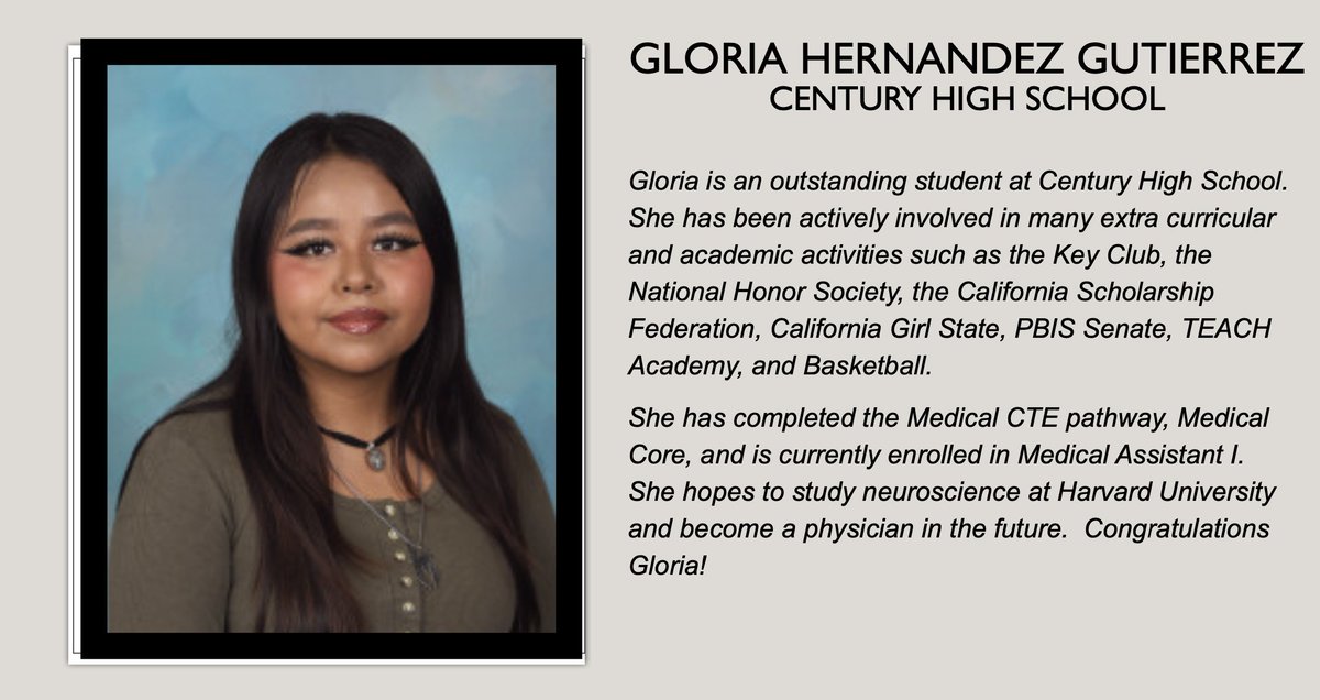 🎓 Congrats to #SAPSF scholarship recipient Gloria Hernandez Gutierrez from Century High! 🌟 An outstanding student, she's completed the Medical CTE pathway and aims to study neuroscience at @Harvard. Future physician in the making! #STEM #ClassOf2024 #FutureDoctor