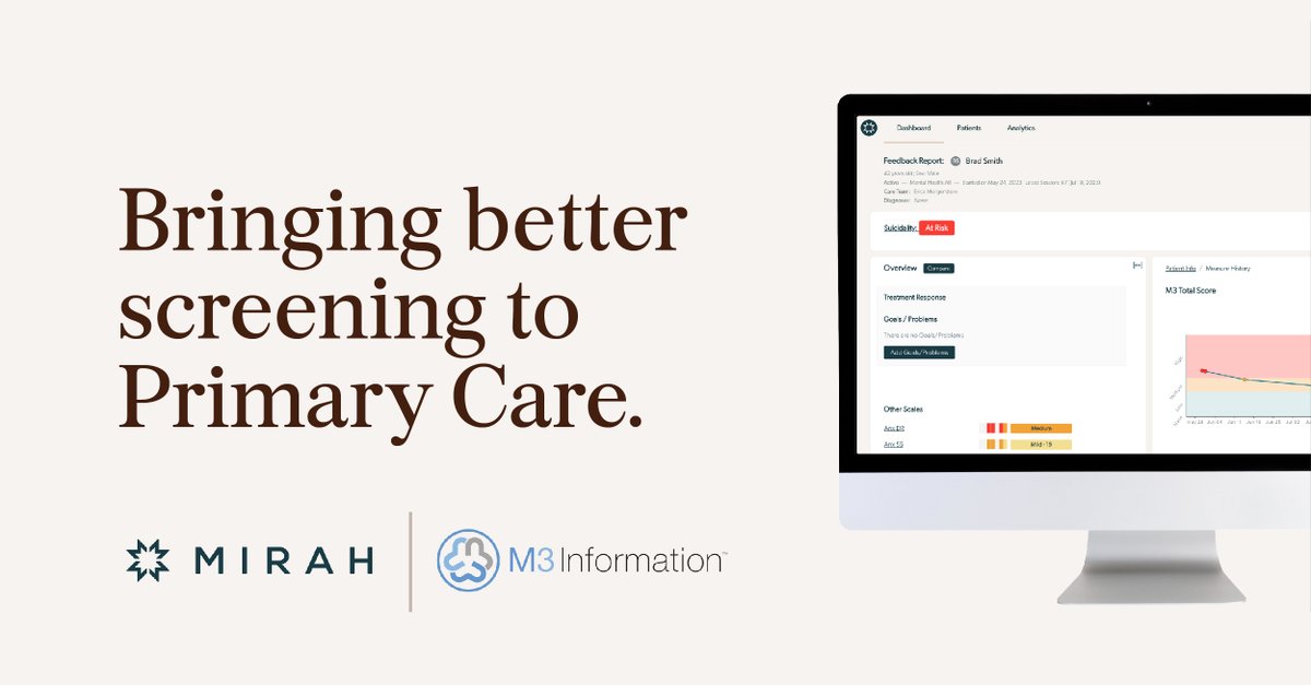 We've partnered with the makers of the #M3Checklist to bring their powerful tool into Mirah. Better screening starts here. Learn more: einpresswire.com/article/712106… #CollaborativeCare #CoCM #PrimaryCare #IntegratedBehavioralHealth