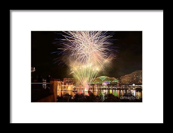 #Fireworks #Glow at #Vivid #Aquatique 2014 #Sydney by Kaye Menner #Framed #Print by Kaye Menner - Kaye Menner - Website A wide variety of frames available bit.ly/3QUo5c1 #Art #BuyIntoArt #AYearForArt #Artist #FineArtAmerica