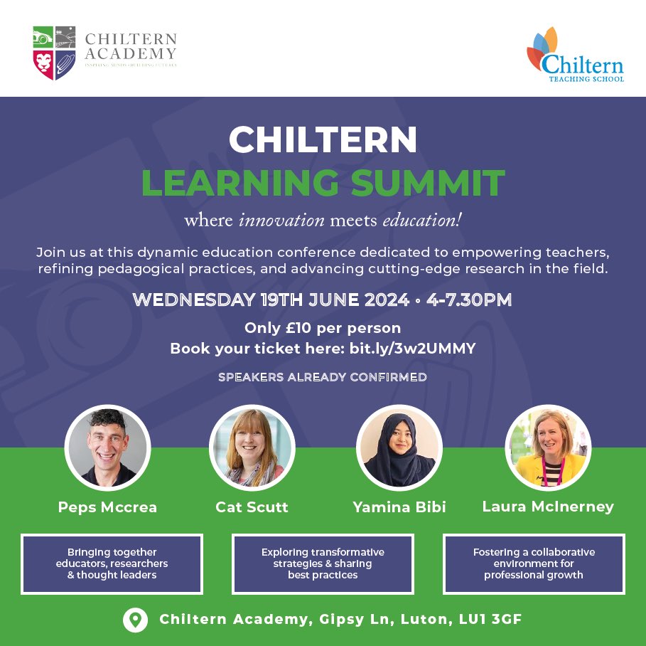 The **Chiltern Learning Summit** is finally here… Our blockbuster event is taking place this June. Less than a month away and we anticipate selling out before the end of the week. So grab your tickets now. bit.ly/3w2UMMY We have a brilliant line up of 20 speakers.