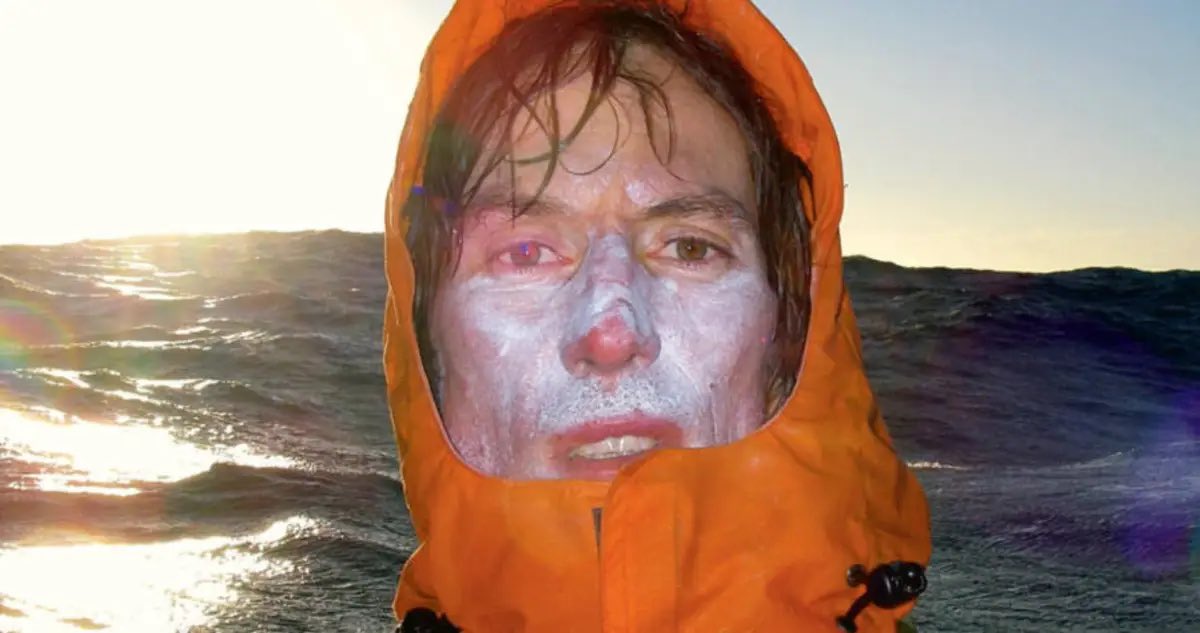 This is the last known picture taken by Andrew McAuley. He disappeared while attempting to kayak 991 miles across the Tasman Sea from Australia to New Zealand in 2007. Although he was never found, his camera's memory stick was recovered, along with his damaged kayak. His