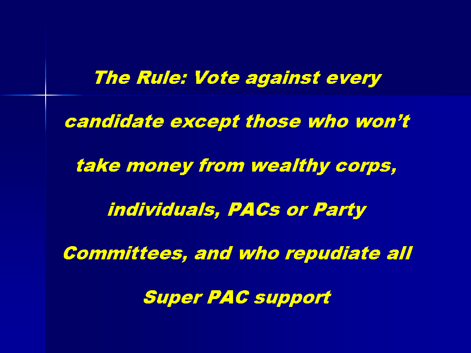 Slotkin's bought by AIPAC and its Israel above all donors. Of course, her Republican opponent is also a big money recipient. We need to clean house here by following the attached voting rule: