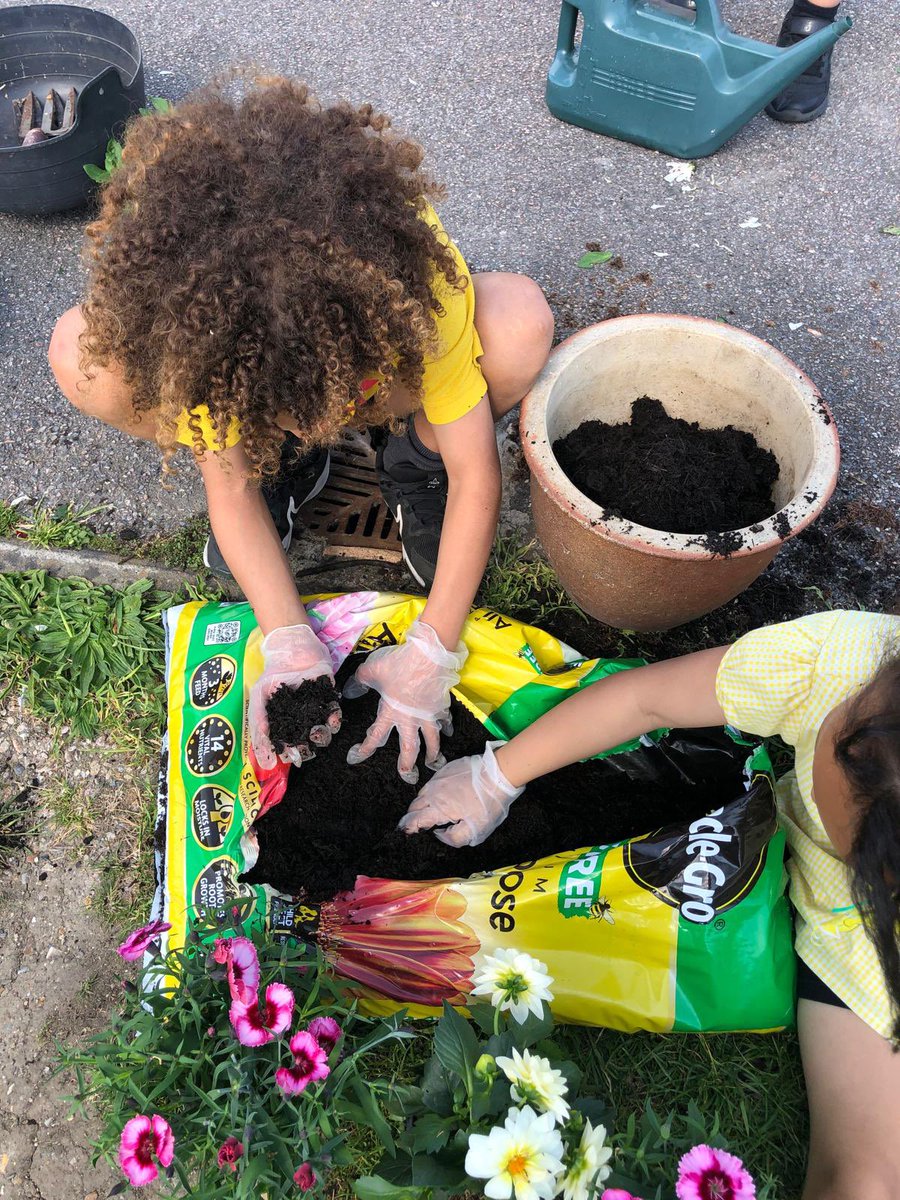Cafod club made the most of the sunshine yesterday by doing some gardening to add a dash of colour to our school by planting pots for our school entrance 🌺 🌸🌼
