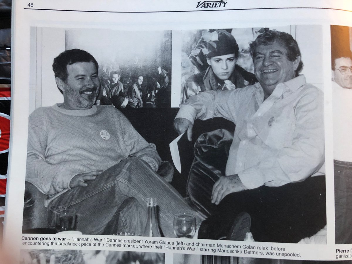 Yoram Globus and Menahem Golan relax during a rare quiet moment at Cannes, 1988: