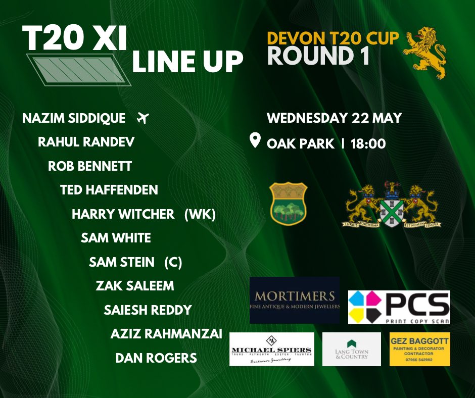 Plymouth Cricket Club (@ccplymouth) on Twitter photo Tomorrow evening sees our T20 XI take on <a href="/CornwoodCC/">Cornwood Cricket Club</a> in the Devon T20 Cup Round 1. Tomorrow evening sees our T20 XI take on <a href="/CornwoodCC/">Cornwood Cricket Club</a> in the Devon T20 Cup Round 1.