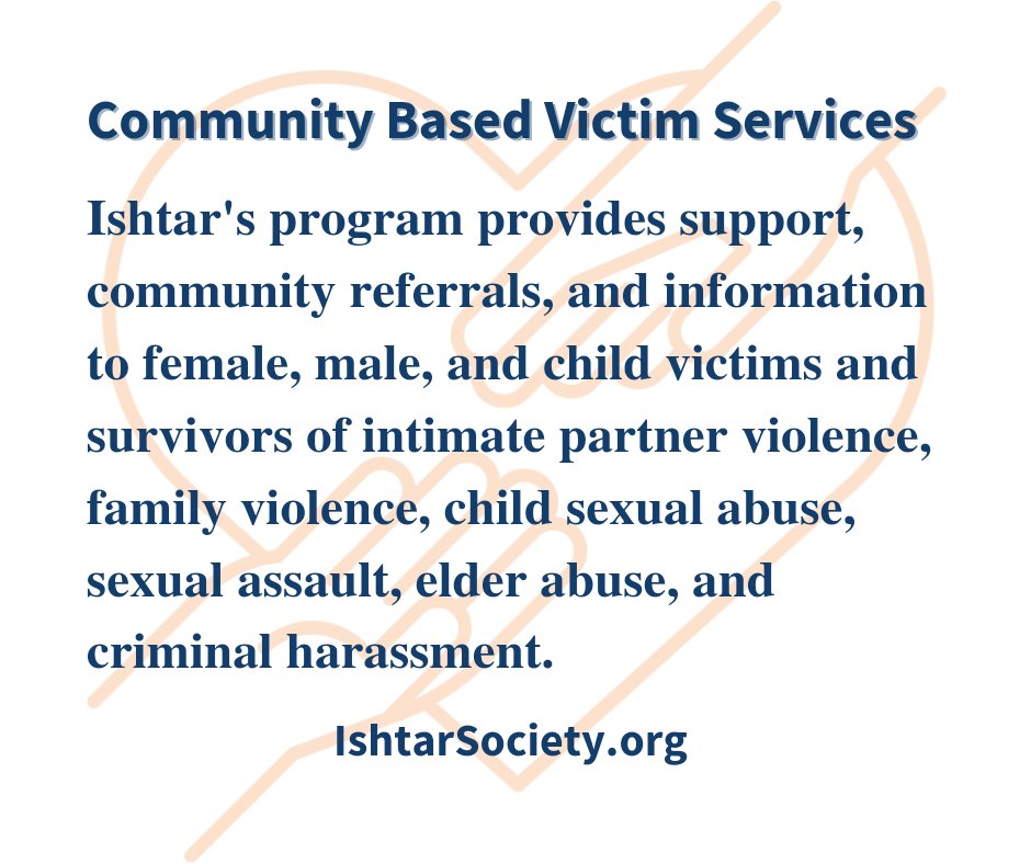 COMMUNITY BASED VICTIM SERVICES: Please reach out if you need us for support and/or community referrals. #IntimatePartnerViolence #FamilyViolence #ChildSexualAbuse #SexualAssault #ElderAbuse #CriminalHarassment More: ishtarsociety.org/services/commu…