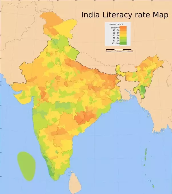 India Literacy rate Map
