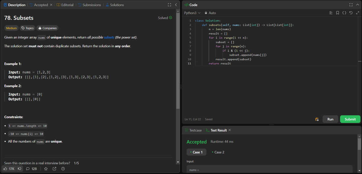 akhand_4795's tweet photo. 🌟Day 53 of my '60 Day DSA Challenge' complete!
Today's challenges tackled on LeetCode:💡🚀

1. Problem No. 78 - Subsets
2. Problem No. 378 - Kth Smallest Element in a Sorted Matrix

#60DayDSAChallenge #Python #LeetCode #DataStructures #Algorithms #ProblemSolving #Progress #Day53 https://t.co/yVlQsN1pnz