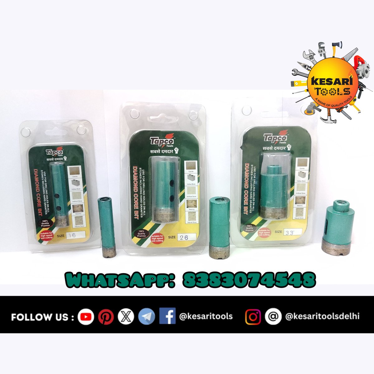 kesaritools's tweet image. Diamond Core Bit (Tapco) available at @kesaritools

Join Our WhatsApp Channel: whatsapp.com/channel/0029Va…

#diamondcorebittapco #diamondcorebit #corebit #corebitwholesaler #corebitdelhi #corebitchawribazar #corebitchawribazardelhi #bit #bits #bitswholesaler #kesaritools