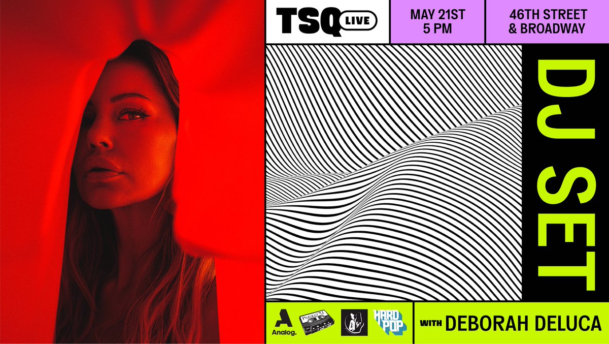 Turn up the music, DJ! 🎧 Join us for #TSQLive DJ Sets with Deborah De luca | Project 91 x Analog Agency at 5pm on Broadway & 46th Street in Times Square 🌟tsq.org/live #NYC #TimesSquare #NYCEvents #NYCFreeEvents