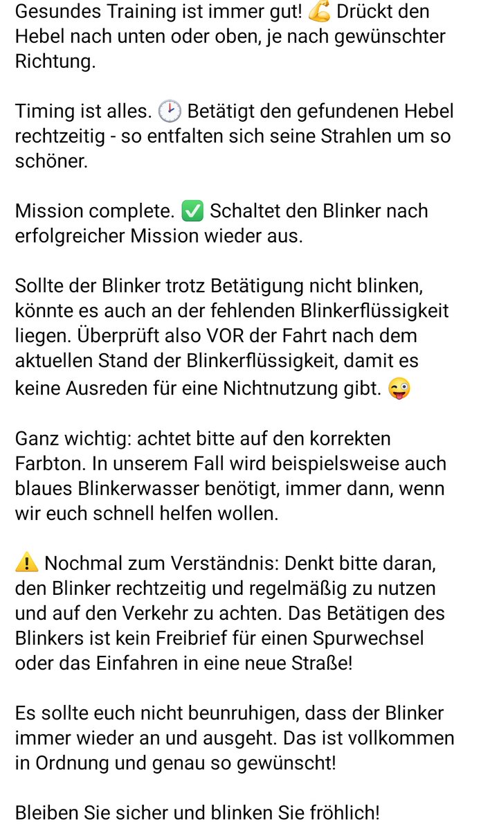 Blinkanleitung der Polizei Pforzheim 🤣