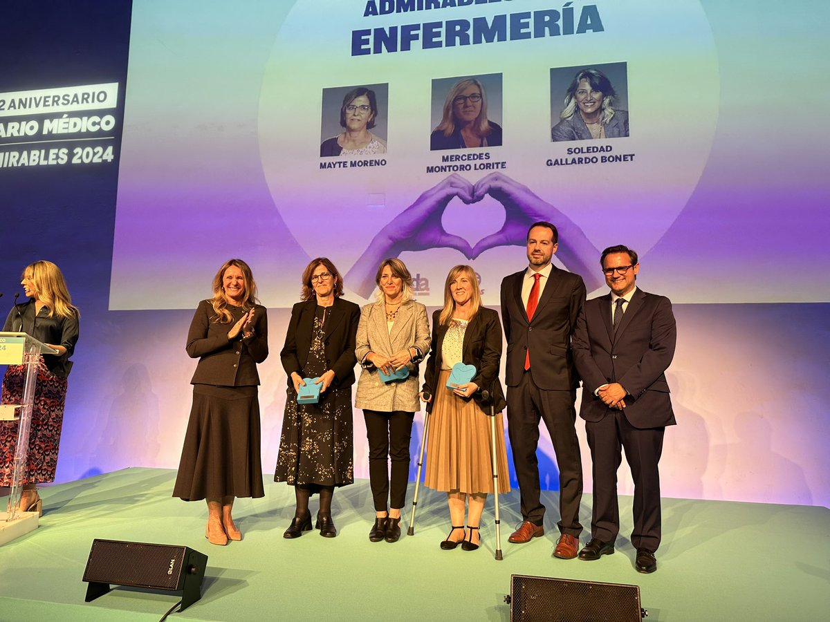 Mayte Moreno, Soledad Gallardo y Mercedes Montoro son las tres enfermeras galardonadas en los Premios Admirables 2024 de @diariomedico #32AniversarioDM ¡Enhorabuena!