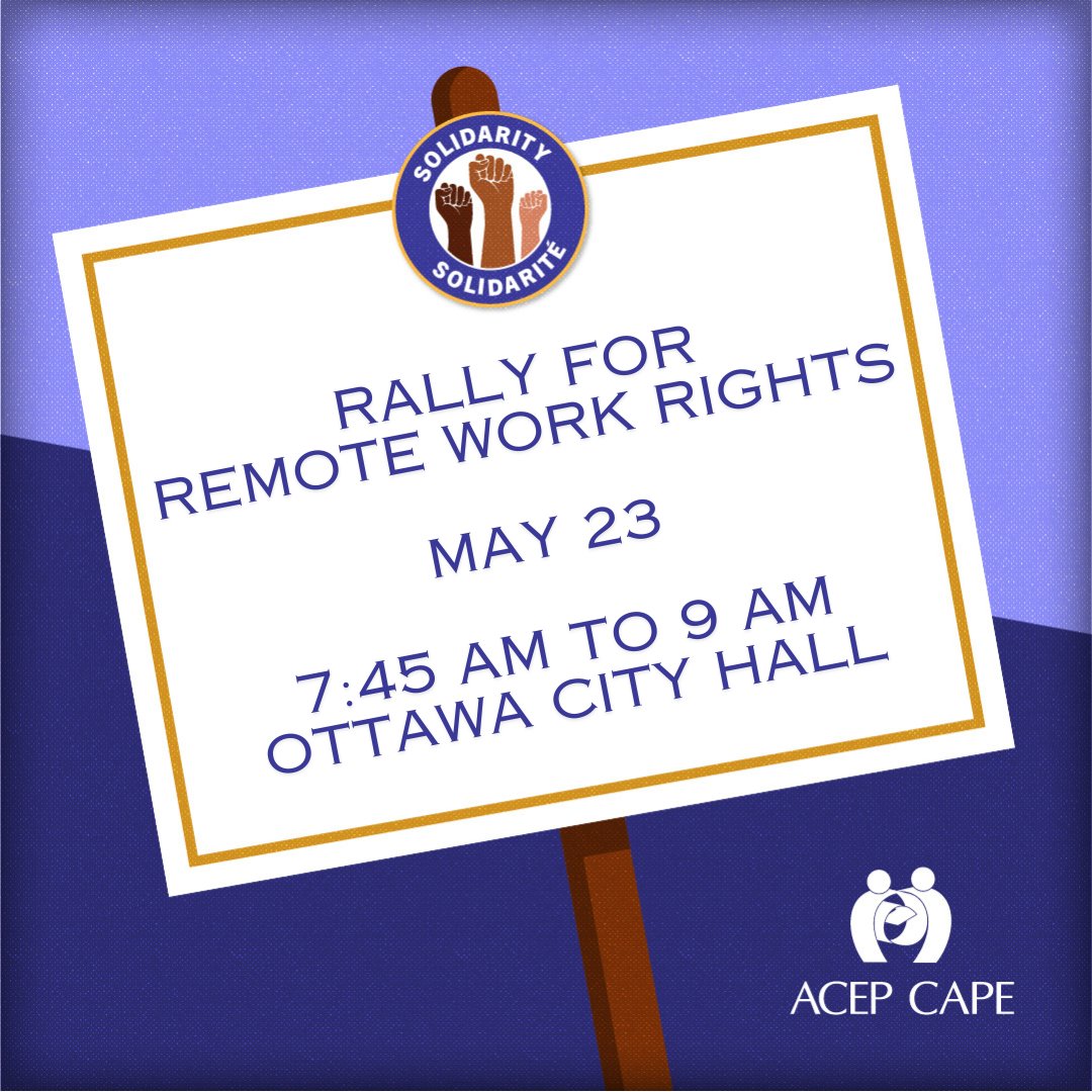 Federal unions and Ottawa groups rally for remote work and stronger communities! Come to promote the benefits of remote work to Canadian taxpayers. Free coffee to fuel you too! acep-cape.ca/en/events/rall… #RemoteWorks #CanLab