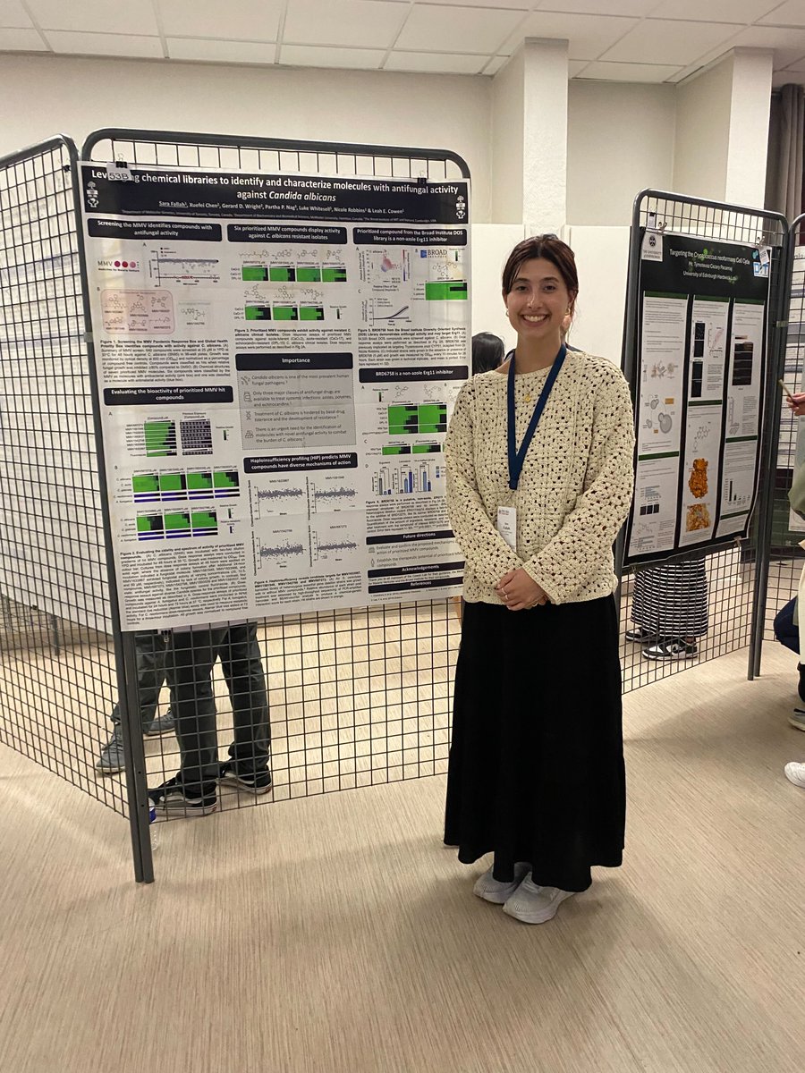 CowenLab's tweet image. Some of our talented trainees presenting their work at #HFP2024 that focuses on chemical biology and functional genomic approaches to further our understanding of Candida biology and identify novel therapeutic targets. Looking great team!