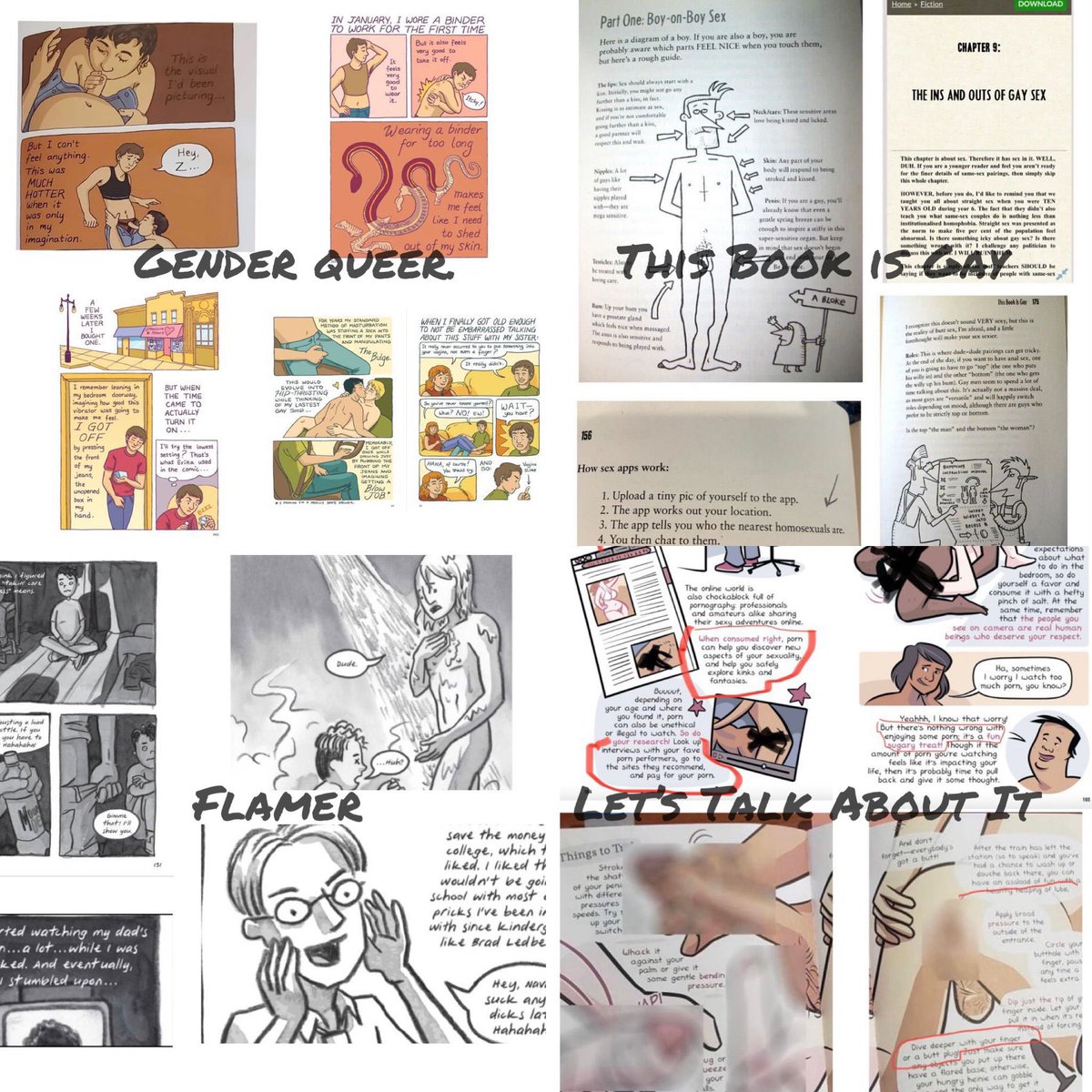 These images are from the library at @ConardCHS. They suggest that kids read p**n0gr*phic books and display LGBTQ+ propaganda. It's very concerning that educators are so desperate for minors to be reading p**n while at school.