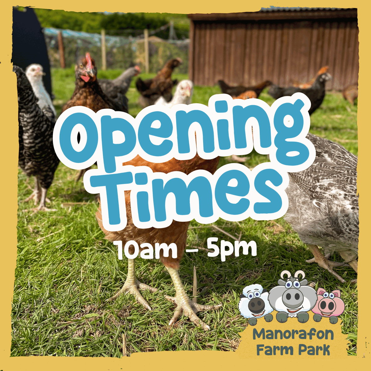 ⭐ OPENING TIMES ⭐ 

We're open from 10am - 5pm - and we will be open throughout the BANK HOLIDAY WEEKEND for General Admission (until Sunday 26th). We'll be open for the rest of HALF-TERM with Farm Fest Mini Festival (27th May-1st June). 

Book online: bookings.manorafon-farm-park.co.uk/book