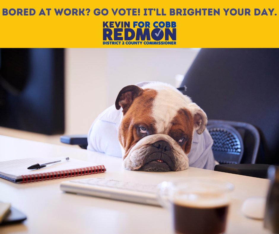 Need a break? Go vote! Voting ends at 7pm today. Go to KevinForCobb.com/election to find out where to go. #KevinForCobb