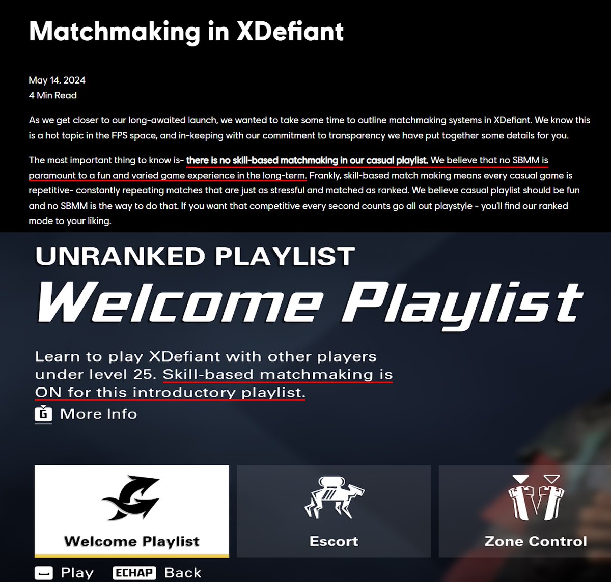 VeneChannel's tweet photo. Ça ne s'invente pas... 🙃
Dès l'introduction on te met déjà du SBMM. Merci #XDefiant https://t.co/hBzmMPbshh