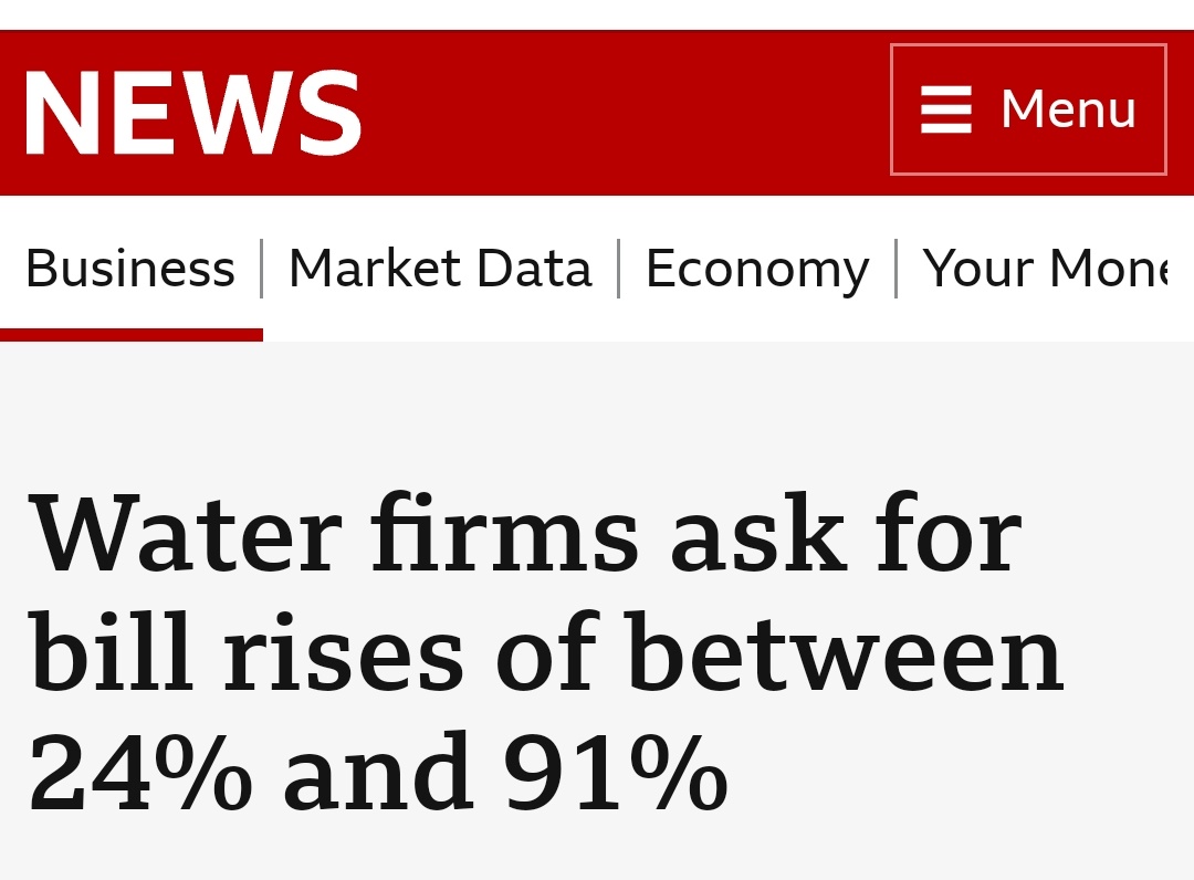 Southern water want to increase their bills by 91%. Which seems reasonable when you consider their unavoidable costs, like paying their shareholders nearly £1billion.