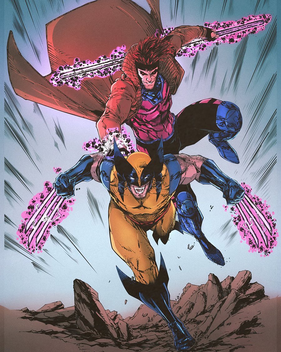 Flawless illustration by @Demonpuppy with inks by @Steve_Lachowski and colours by @mattnick1983 #xmen97 #wolverine #gambit