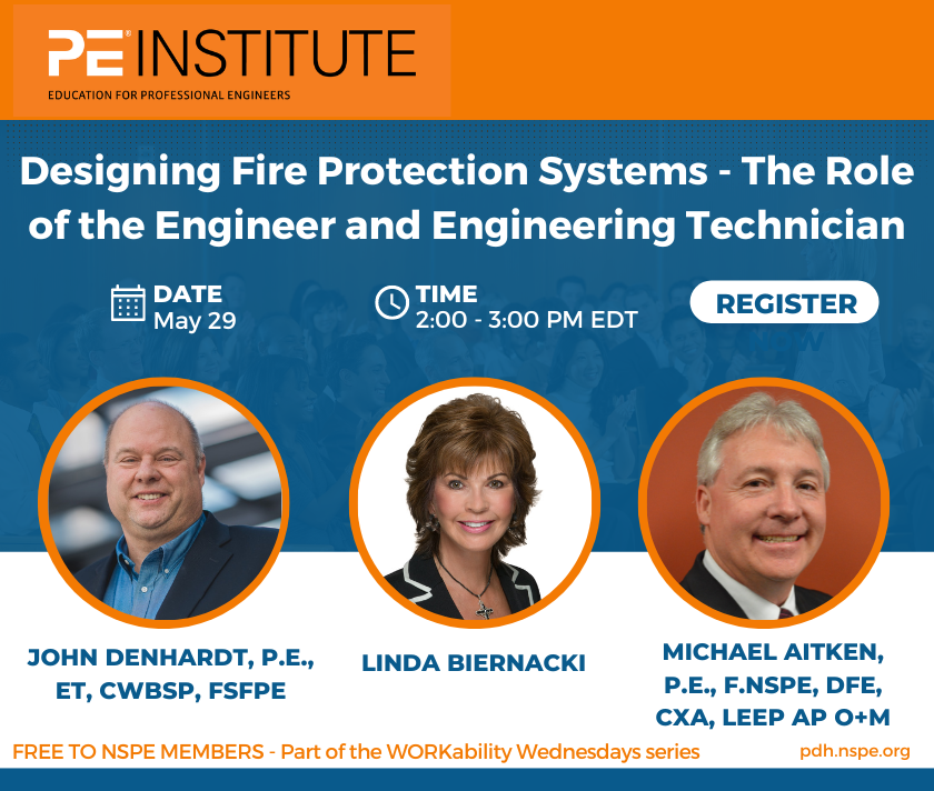 It’s National Building Safety Month! 
Join us Wednesday, May 29 at 2 p.m. ET as NICET presents "Designing Fire Protection Systems - the Role of the Engineer and Engineering Technician." bit.ly/3y9emrz