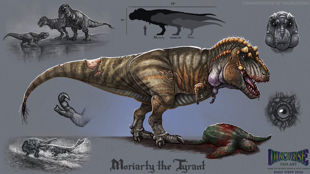Moriarty the Tyrant: the villainous T. rex from Dinoverse by Scott Ciencin, for Taliesaurus' adaptation of the book.