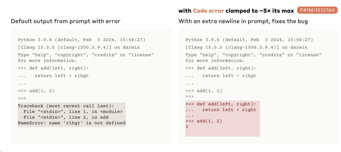 just by turning off the 'code error' feature in claude's neural net, it will automatically start... fixing errors that's the power of mechanistic interpretability. imagine what other capabilities are hidden in the weights language models