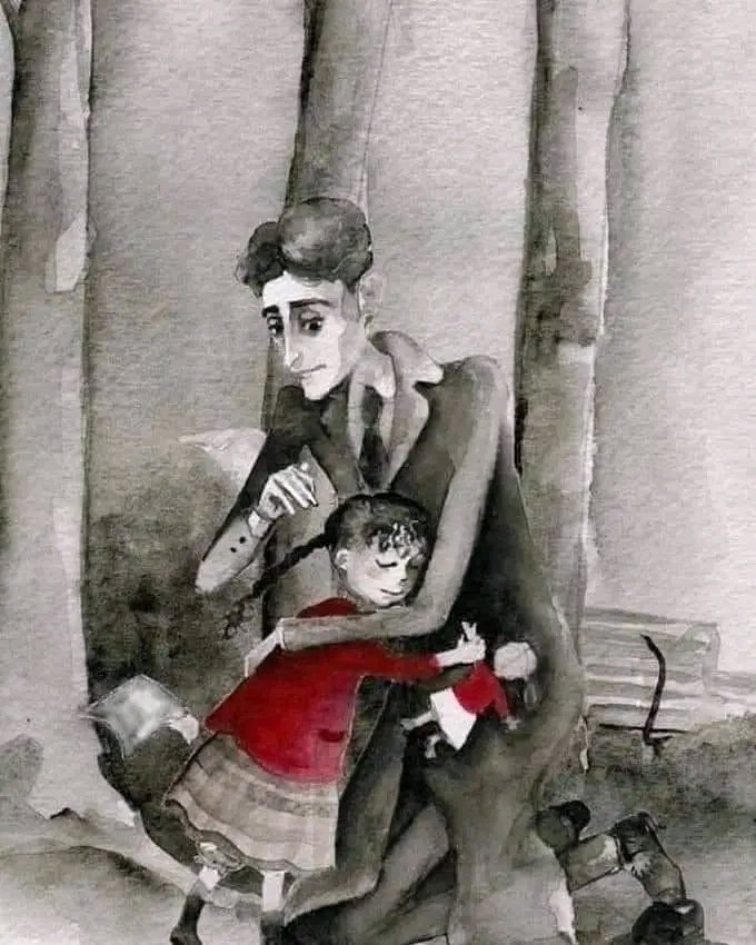 At 40, Franz Kafka (1883-1924), who never married and had no children, walked through the park in Berlin when he met a girl who was crying because she had lost her favourite doll. She and Kafka searched for the doll unsuccessfully. Kafka told her to meet him there the next day