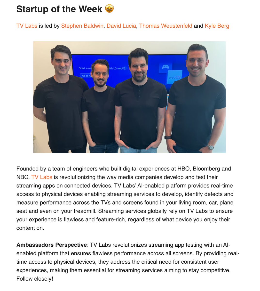 Today, TV Labs was the <a href="/brexHQ/">Brex</a> startup of the week 🚀

brex.beehiiv.com/p/cnbc-disrupt…