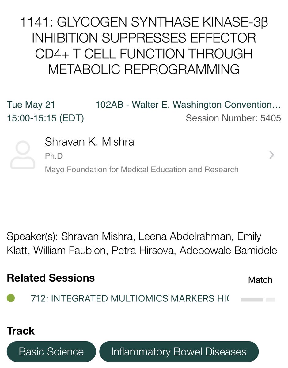 Coming up at #DDW24
@Shravan36732143 from @WaleBamidelePhD lab presenting on the role of GSK3b in CD4 T cells in #IBD
#immunometabolism
