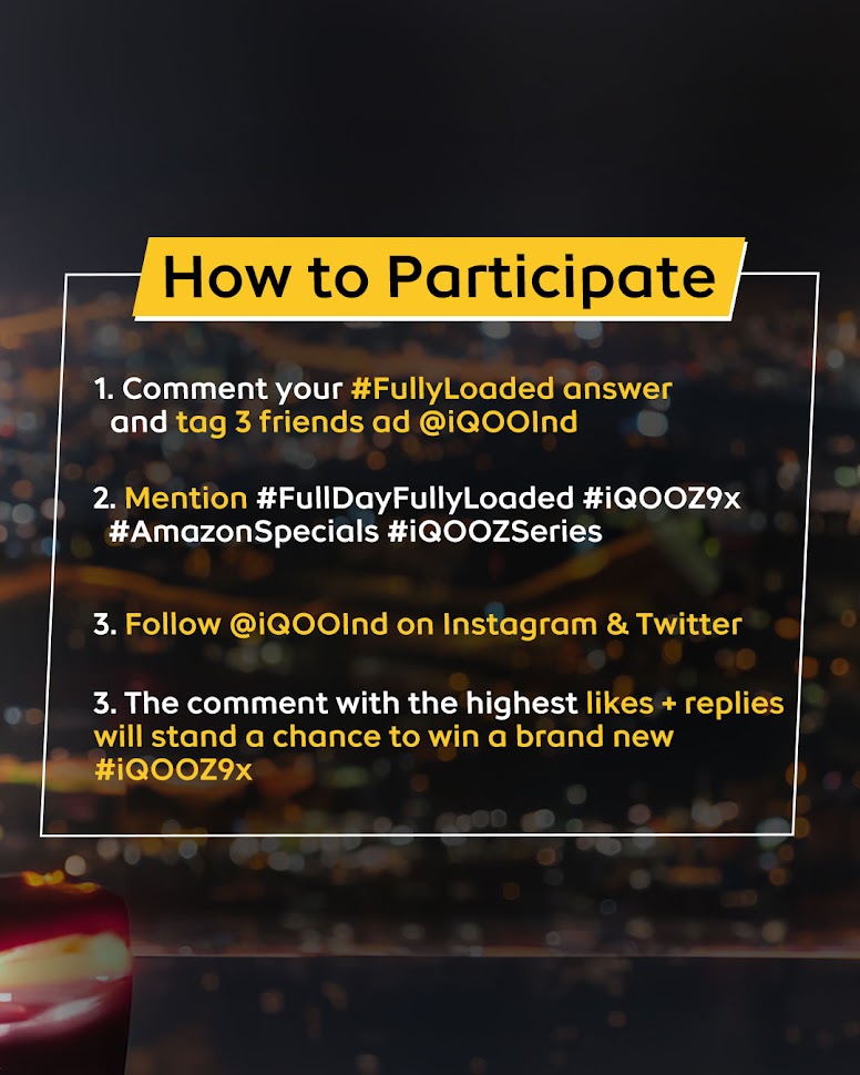 #ContestAlert! 🔥 Tell us “what would you do if you had Fully Day Power” and stand a chance to win* a brand new #iQOOZ9x 🏆🔋 *T&C Apply- bit.ly/3K6APsa #iQOO #iQOOZ9x #FullyLoaded #GiveawayAlert #ContestAlert