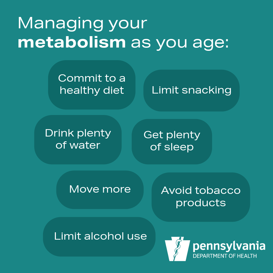 Your metabolism changes as you get older—you burn fewer calories, break down foods differently + lose lean muscle. Find some tips to help manage age-related changes: