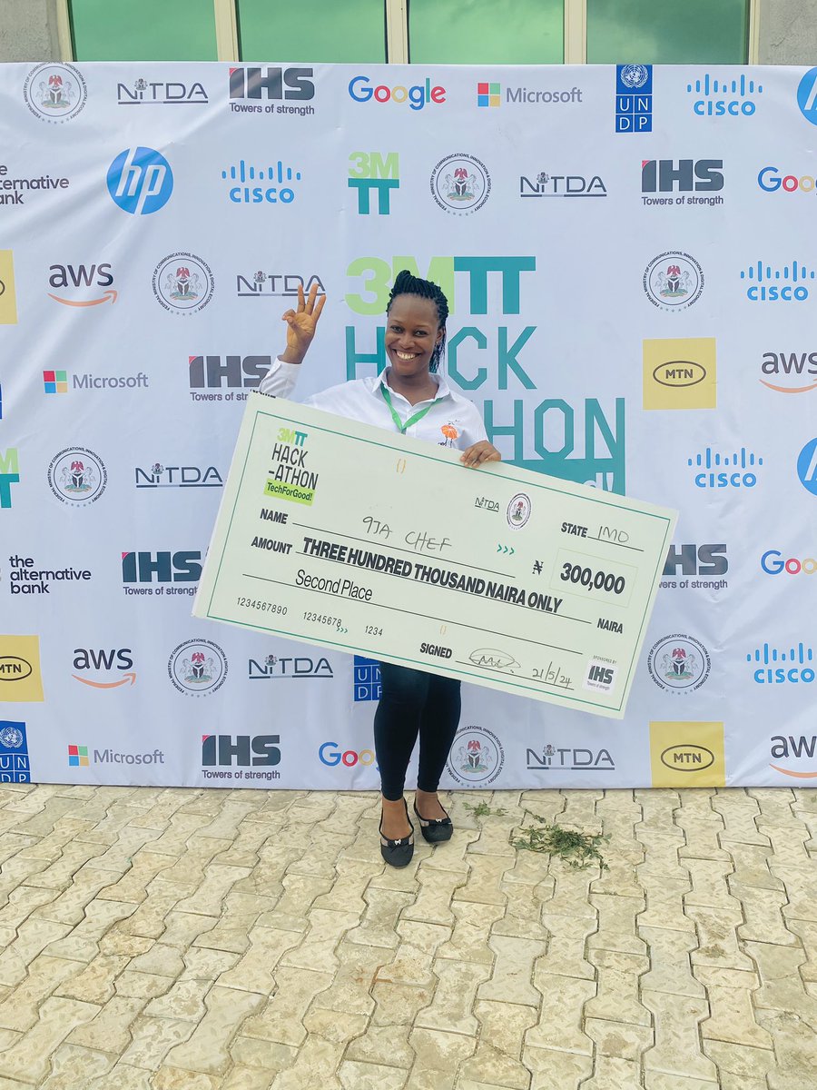 Yesssss💃💃💃💃 My team came second in Imo State Tech4Good Hackathon.
I can’t thank @bosuntijani enough for this amazing opportunity.
@ifeanyireed My Training Provider, I am entirely grateful for your unwavering support. @ndubuisi_audrey and @WisGift, this is just the beginning.