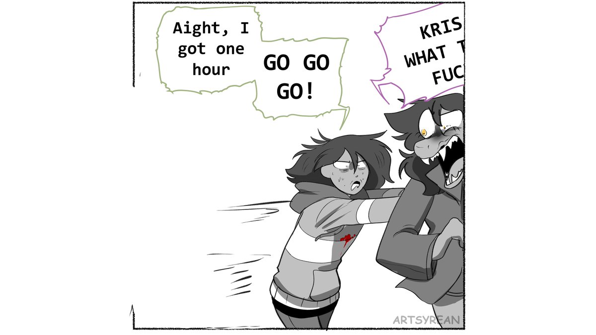 Hang out with Kris
[ Deltarune Kris, Susie ]