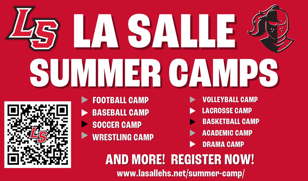 If your son is interested in any of our camps this summer sign them up!! You can scan the QR Code on the post to sign up for any of our 9 camps!
<a href="/LaSalleAlumni/">La Salle Alumni</a> <a href="/LaSallePride/">La Salle High School</a>