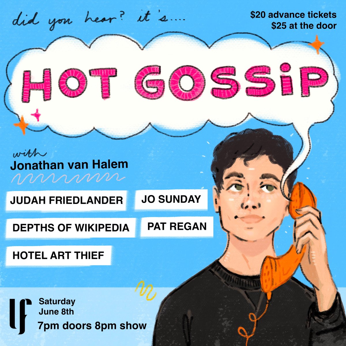folks, hot gossip comedy is back and better than ever. this month's line up features, <a href="/JudahWorldChamp/">Judah Friedlander</a>, <a href="/depthsofwiki/">depths of wikipedia!</a>, <a href="/K_A_N_D_E_L/">Michael Kandel</a>, Jo Sunday, and more. discount code in the description. all at <a href="/littlefieldnyc/">littlefield</a> on saturday, june 8th 😎