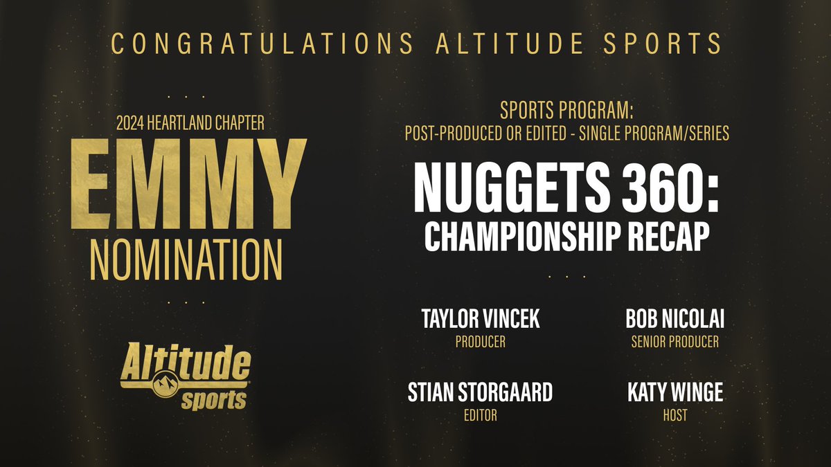 Congratulations to our Nuggets crew on the following @HeartlandEmmy nominations: