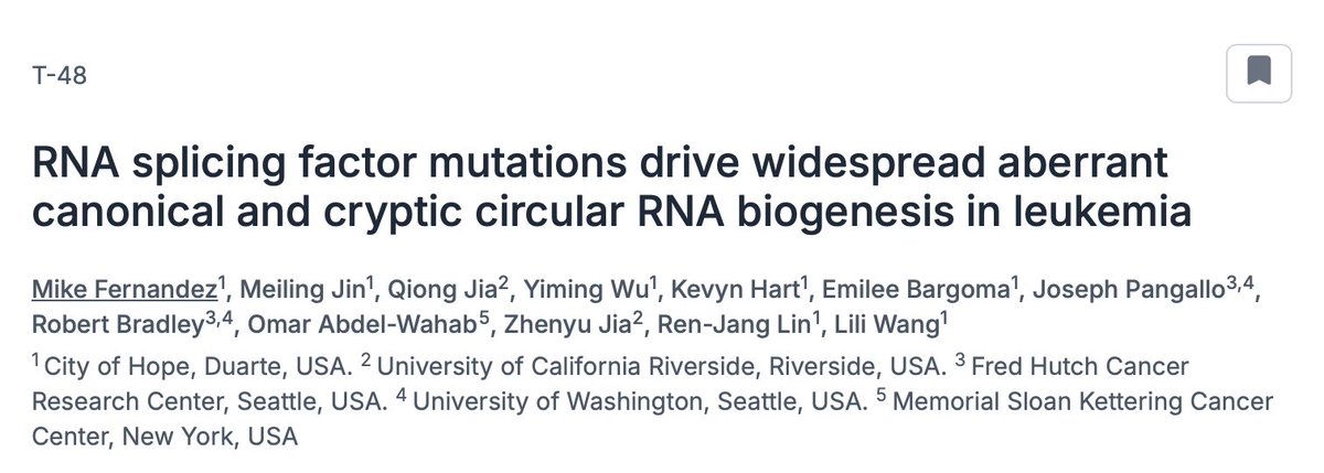 I will be giving a talk on how RNA splicing factor mutations impact circular RNA biogenesis at #RNA24 in Edinburgh, Scotland! Huge shoutout to @RNASociety for this incredible honor and all of our collaborators for making this possible! #circRNA