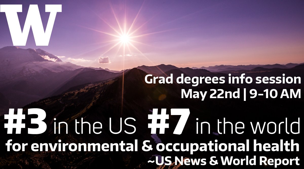 Tomorrow! Get all your questions answered about our MS, Applied MS, MPH and PhD degrees in #EnvironmentalHealth Sciences at our spring info session, May 22 at 9-10 am PT on Zoom. washington.zoom.us/meeting/regist…