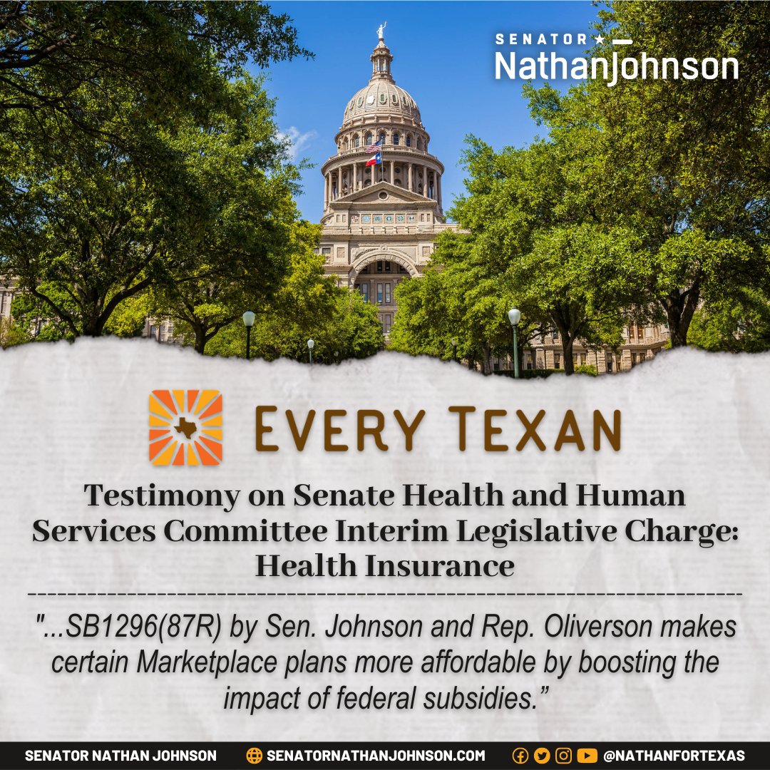 .@EveryTxn: '...SB1296(87R) by Senator Nathan Johnson and Rep. @TomOliverson makes certain Marketplace plans more affordable by boosting the impact of federal subsidies. 96% of Texans got help from subsidies to lower their premiums.' Read the full article by Brittney