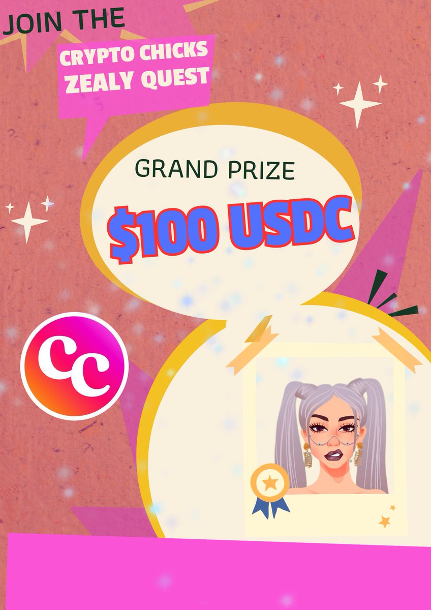 🚀 Attention #CCARMY! 🌟 The #Zealy Quest is on! Dive into our Zealy sprint at #CryptoChicksNFT and compete for a mega prize pool of $100 USDC! 🎨 Unleash your creativity and seize this epic opportunity. Don't miss out—join the quest today! 👇 zealy.io/cw/cryptochicks