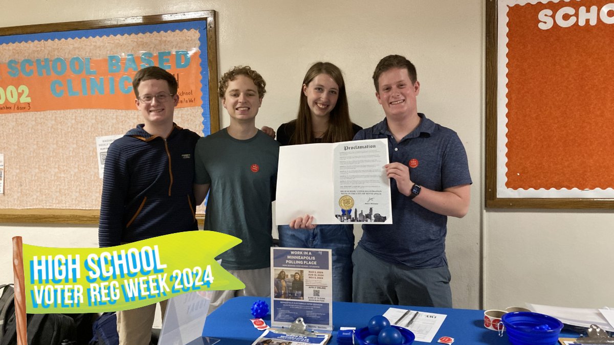VoteMpls's tweet image. On Friday, we wrapped up a week of outreach to Minneapolis high schools where we spoke with hundreds of students about making a plan to vote post-graduation, student election judge opportunities, and registered/pre-registered all who were interested!