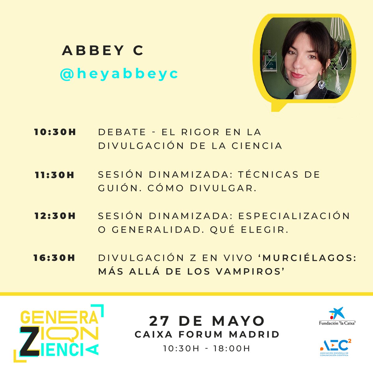 AEC2 (@aecomcientifica) on Twitter photo Seguimos con las presentaciones
Abbey C <a href="/heyabbeyc/">abbey c. díaz 🌼</a> también estará en #GeneraciónZiencia con la charla ‘Murciélagos: Más allá de los vampiros’.
aecomunicacioncientifica.org/generacion-zie…
#comunicacióncientífica #scicomm #ciencia Seguimos con las presentaciones
Abbey C <a href="/heyabbeyc/">abbey c. díaz 🌼</a> también estará en #GeneraciónZiencia con la charla ‘Murciélagos: Más allá de los vampiros’.
aecomunicacioncientifica.org/generacion-zie…
#comunicacióncientífica #scicomm #ciencia
