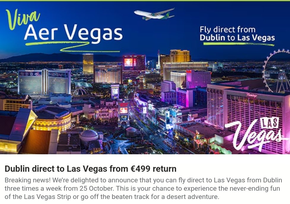 Now you know folks, as @AerLingus announce flights to #LasVegas from Dublin