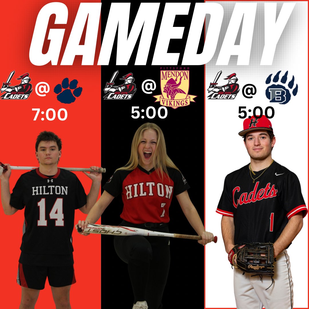 Today's events: ⚾️Baseball 🆚Brighton 🏆Sectional Quarterfinal ⏰5:00 🏟️Buckland Park 🥎Softball 🆚Pittsford Mendon 🏆Sectional Quarterfinal ⏰5:00 🏟️Thornell Farm Park 🥍Boys Lacrosse 🆚Pittsford 🏆Sectional Quarterfinal ⏰7:00 🏟️Away 💻sectionv.org/sports/2022/10… 🍎#GoCadets
